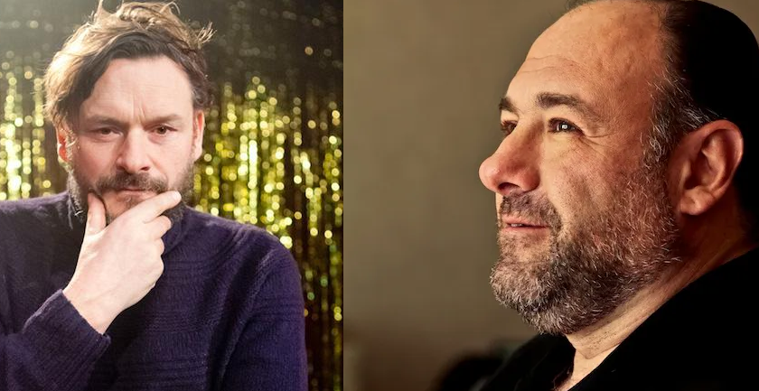 Joined images of Julian Barratt and James Gandolfini side by side